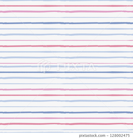 Stripes seamless pattern. Horizontal rough blue on white striped pajama background. 128002475