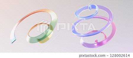 Spiral glass ribbons floating Spiral glass ribbons floating 128002614