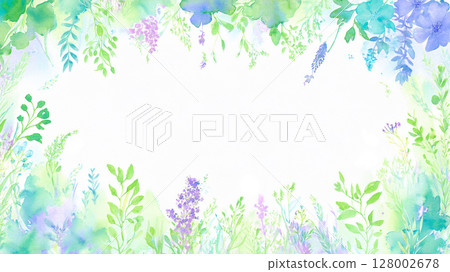 Refreshing plant frame in watercolor style 128002678