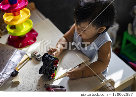 Toddlers Are Learning How To Draw, Background for advertising and wallpaper in education and lifestyle scene. 128002897