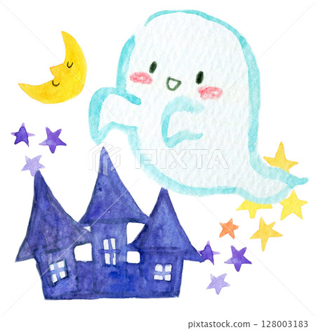 Watercolor illustration, hand-drawn illustration, Halloween image 128003183