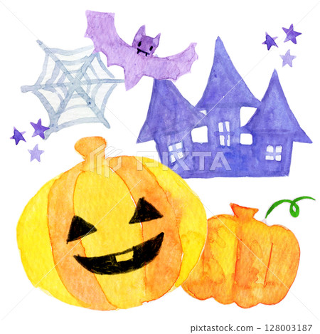 Watercolor illustration, hand-drawn illustration, Halloween image 128003187