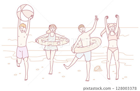 Enjoying a Fun Time at the Beach Exciting Summer Activities with Friends and Family 128003378