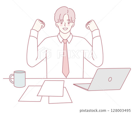 A Successful Professional Celebrating Their Significant Achievement at Work with Joy and Enthusiasm 128003495