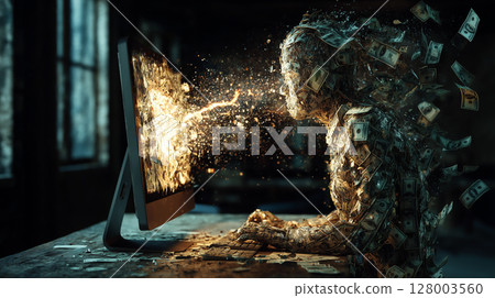 A man has his money stolen by a computer A man has his money stolen by a computer 128003560