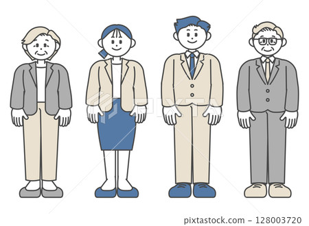 Young and senior men and women in suits Young and senior men and women in suits 128003720