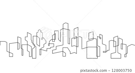 city building one line continuous seamless pattern 128003750