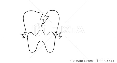 tooth decayed one line continuous drawing minimalism tooth decayed one line continuous drawing minimalism 128003753