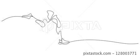 running exercise close up line art continuous 128003771