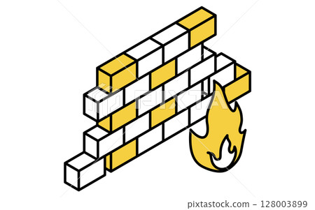 Security measures, firewall isometric line icon Security measures, firewall isometric line icon 128003899