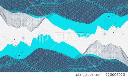 The abstract wave is made in a frame style. Template for science and technology presentation. Vector art. The abstract wave is made in a frame style. Template for science and technology presentation. Vector art. 128003920