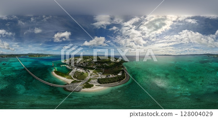 Beautiful view of the Kouri coast in the northern part of the coast of Japan, 360-degree scenic view Beautiful view of the Kouri coast in the northern part of the coast of Japan, 360-degree scenic view 128004029