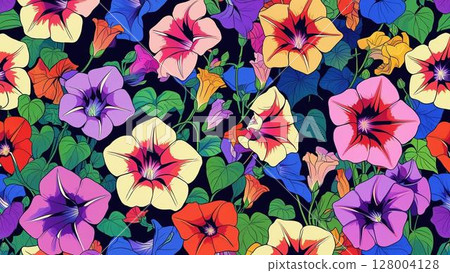 七彩花朵無縫圖案 七彩花朵無縫圖案 128004128