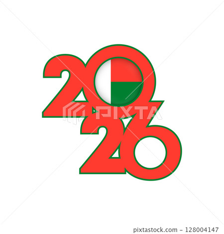2026 banner with Madagascar flag inside. 128004147