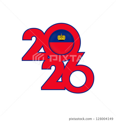 2026 banner with Liechtenstein flag inside. 128004149