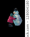 Children and snowman 128004180