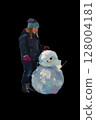Woman and snowman 128004181