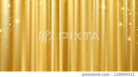 Sparkling lights and gold curtains - luxurious backdrop Sparkling lights and gold curtains - luxurious backdrop 128004331