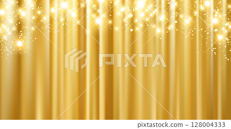 閃耀的燈光和金色的窗簾－奢華的背景 128004333