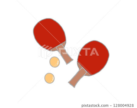 乒乓球拍和球的插圖 128004928