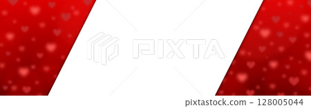 Panoramic red background set of bokeh hearts, place for text - Vector Panoramic red background set of bokeh hearts, place for text - Vector 128005044