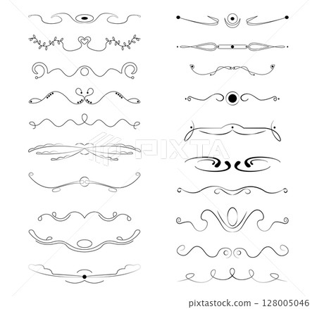 Seth selection of various line ornaments elements - Vector 128005046
