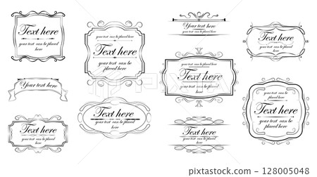 Seth assembly of various elements of the frame ornaments - Vector 128005048