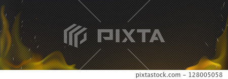 Realistic fire on a dark background - Vector Realistic fire on a dark background - Vector 128005058