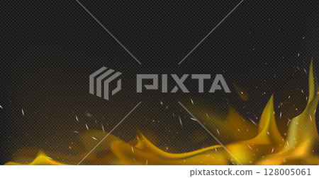 Realistic fire on a dark background - Vector Realistic fire on a dark background - Vector 128005061