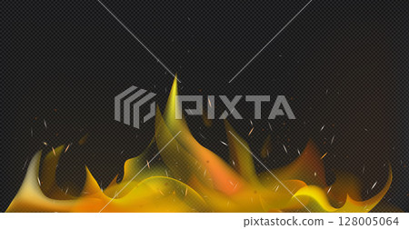 Realistic fire on a dark background - Vector Realistic fire on a dark background - Vector 128005064