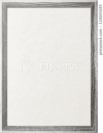 白色棉麻帆佈板的垂直背景圖像,帶有白灰色木框 白色棉麻帆佈板的垂直背景圖像,帶有白灰色木框 128005085