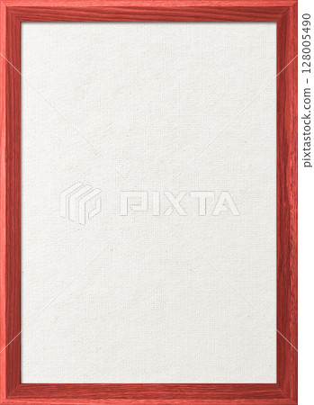 A vertical background image of a white cotton linen canvas board with a light red wooden frame 128005490