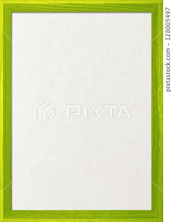 白色棉麻帆佈板與黃綠色木框的垂直背景影像 128005497