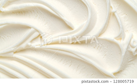 White creamy swirl dessert macro with fresh texture White creamy swirl dessert macro with fresh texture 128005719