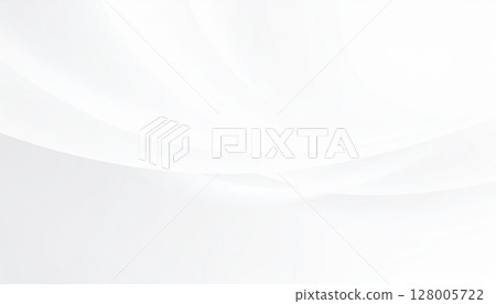 Abstract white background with a flowing blue silk wave pattern, illustrating soft, elegant curves and a smooth, wavy texture 128005722