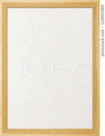 Vertical background image of a white cotton linen canvas board with a pale orange wooden frame 128005800