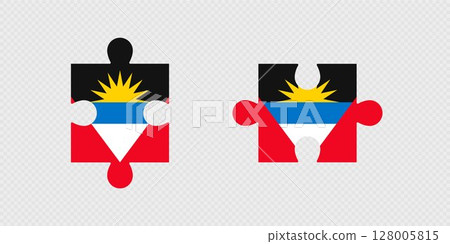 Puzzle Pieces with Antigua and Barbuda Flag. 128005815
