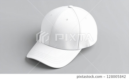 White baseball cap isolated, a blank headwear object for protection 128005842