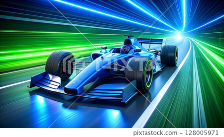 Red vintage race car speeding on the road Red vintage race car speeding on the road 128005971