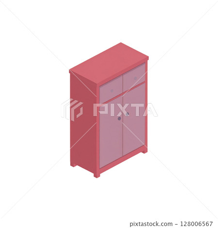 Blue plastic storage box, a 3D illustration of an empty wooden container 128006567