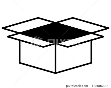 Opened cardboard box icon in monochrome Opened cardboard box icon in monochrome 128006686