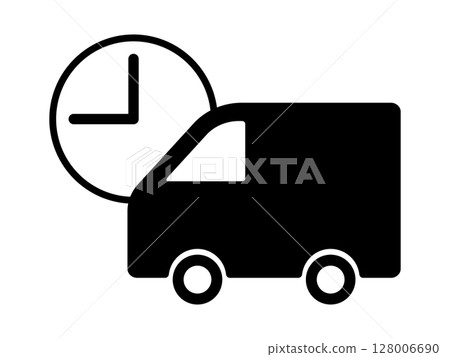 Clock and truck icon monotone Clock and truck icon monotone 128006690