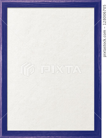Vertical background image of a white cotton linen canvas board with a blue-purple wooden frame 128006705