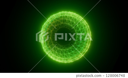 Glowing green circular energy field with radiating concentric patterns, resembling a scientific or futuristic visualization Glowing green circular energy field with radiating concentric patterns, resembling a scientific or futuristic visualization 128006748