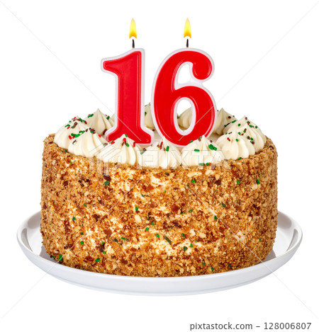 Birthday cake with number separated from background Birthday cake with number separated from background 128006807