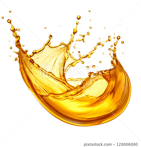 Glass of splashing orange juice with ice isolated on white Glass of splashing orange juice with ice isolated on white 128006880