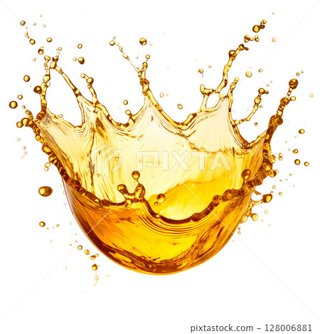 Glass of splashing orange juice with ice isolated on white Glass of splashing orange juice with ice isolated on white 128006881