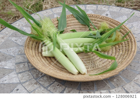新鮮蔬菜、嫩玉米、收穫、農場圖像 128006921