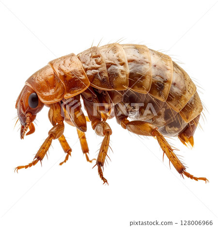 Close-up of a brown cockroach insect pest with detailed antenna isolated on a white background 128006966