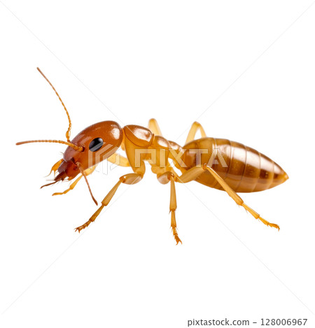 Close-up macro of a brown cockroach insect pest isolated on a white background 128006967